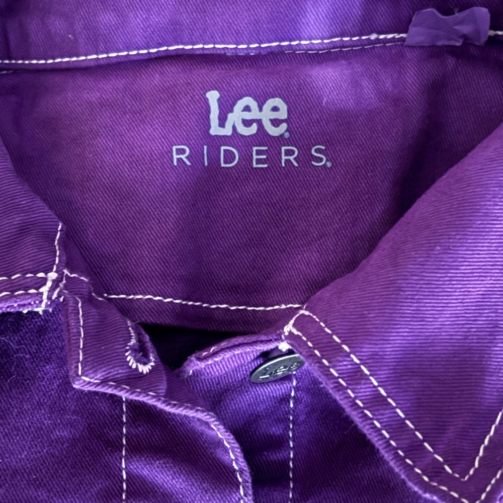 Vintage Lee Riders Cropped Denim Jacket - Purple Size L - Picture 8 of 9